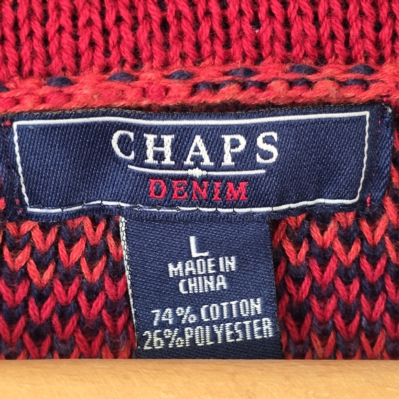 Chaps Denim Aztec Shawl Collar Single Button Cardigan Sweater ~Womens Size L - Picture 7 of 8